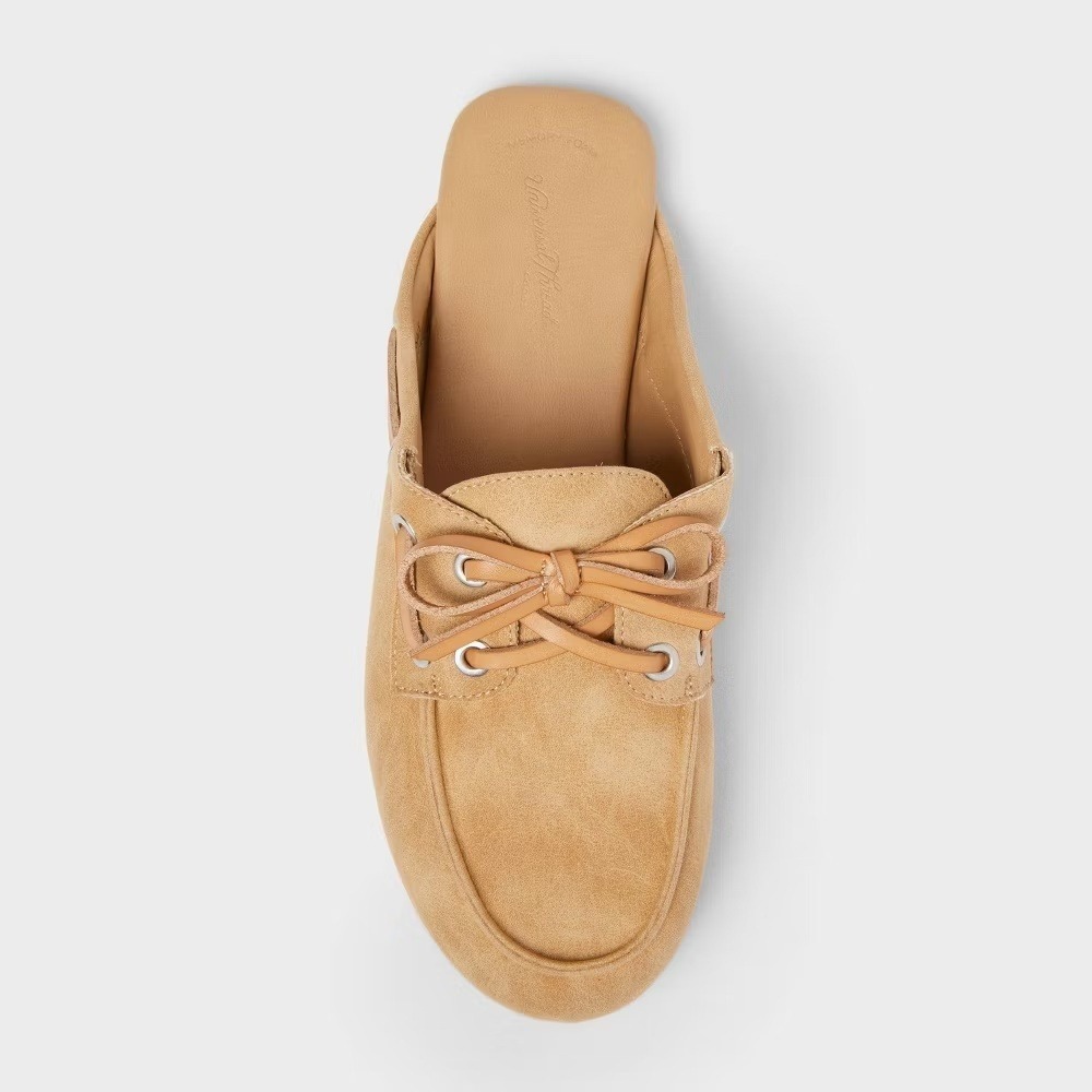 Universal Thread Holden Flats Sand Faux Leather Bow Mules Womens 7.5 NEW - Picture 4 of 6
